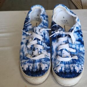 Time and Tru Kids' Blue and White Tie-Dye Canvas Sneakers 3004